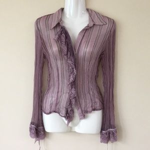 4 for $12 - Sharagano silk purple ruffle blouse